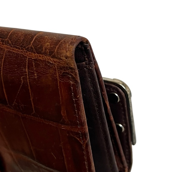 Brighton Wallet Brown Croc Embossed Leather Wallet - Picture 5 of 7